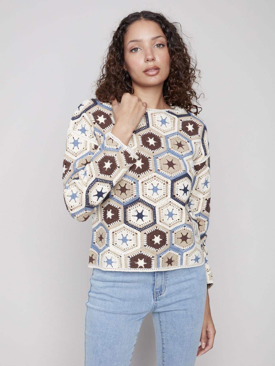 Multicolor Crochet Boatneck Top - Oxford