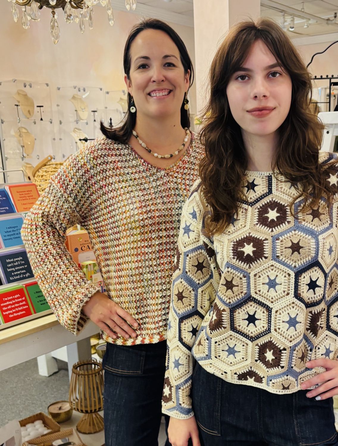 Novelty Yarn Crochet Multicolor Sweater