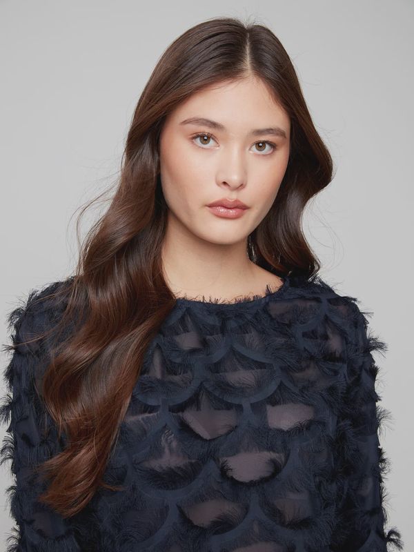 Navy Marine Chiffon Blouse