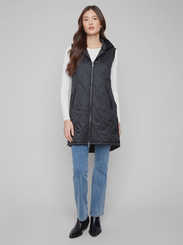 Black Pearlized Puffer Jacket Vest