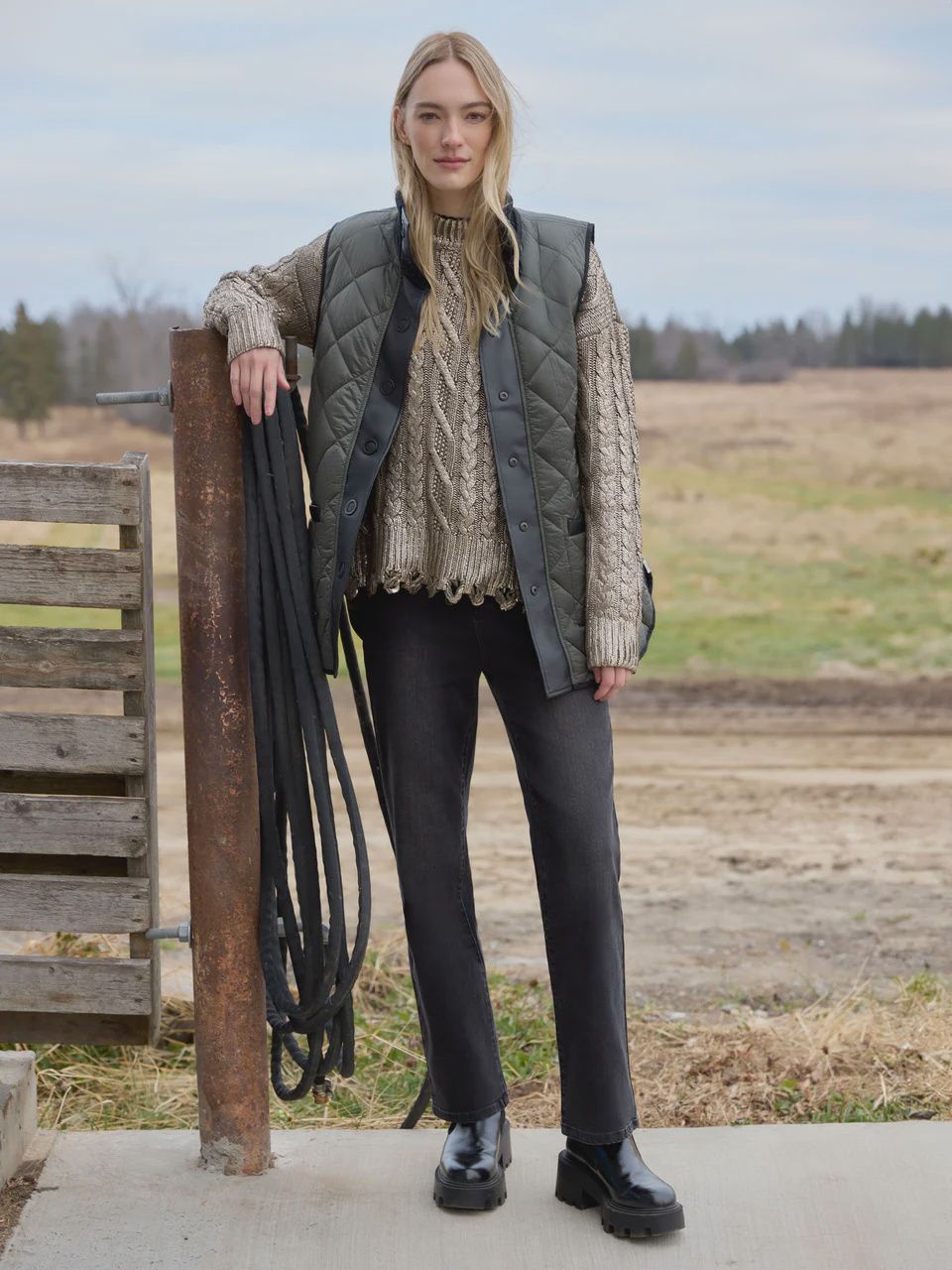 Reversible Iridescent Jacket Vest Black/Green