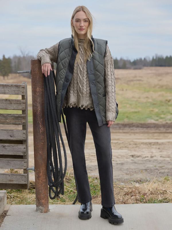 Reversible Iridescent Jacket Vest Black/Green