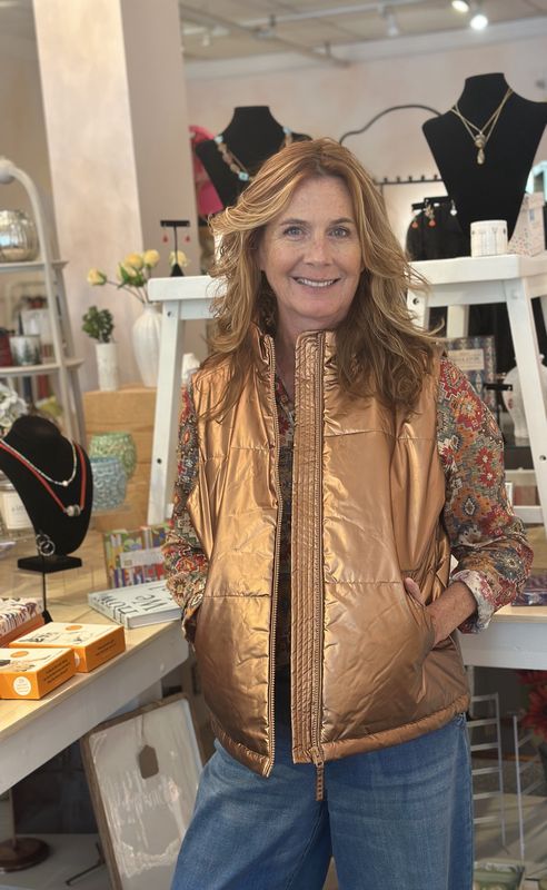 Copper Metallic Quilted Jacket Vest