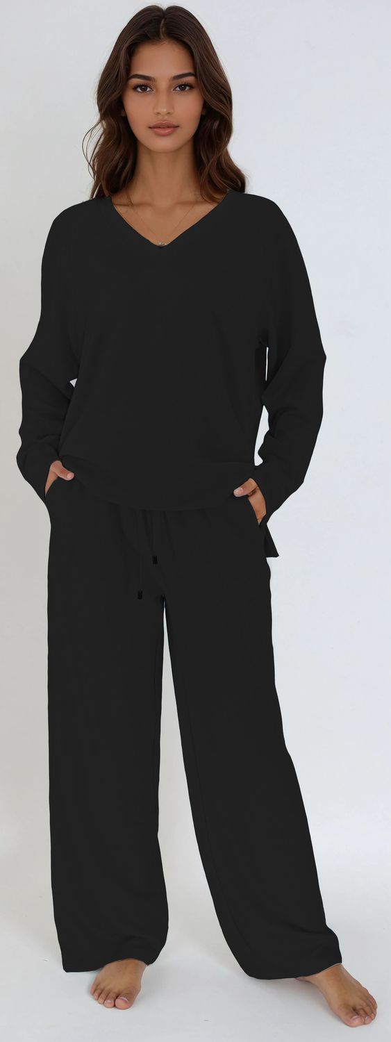 Modal VNeck Sweatshirt in Black