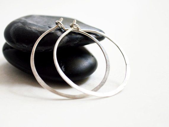 Skinny 1.5&quot; Silver Hoop Earrings