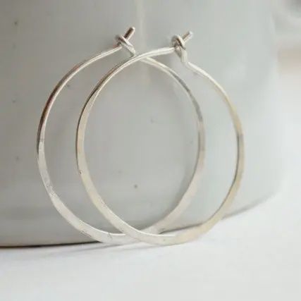 Skinny 1&quot; Silver Hoop Earrings