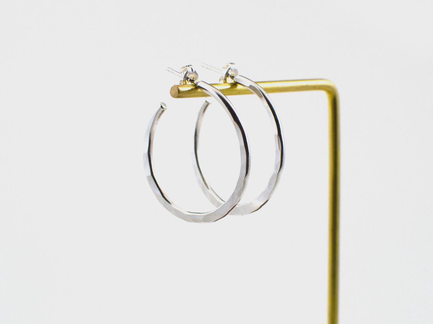 1.25&quot; Sterling Hammered Open Hoop Earrings