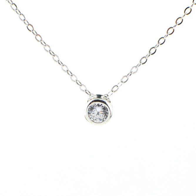 16&quot; Floating CZ Necklace Sterling Silver