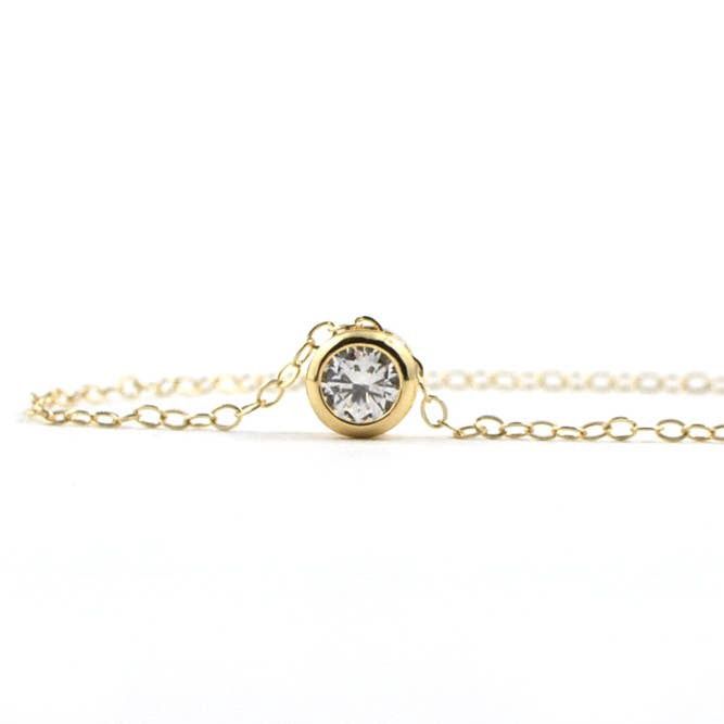 16&quot; Floating Diamond Necklace Gold Filled