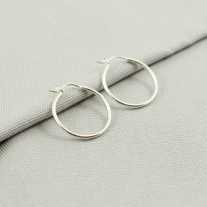 Classic Hinged Hoop Earrings Sterling Silver 1&quot;
