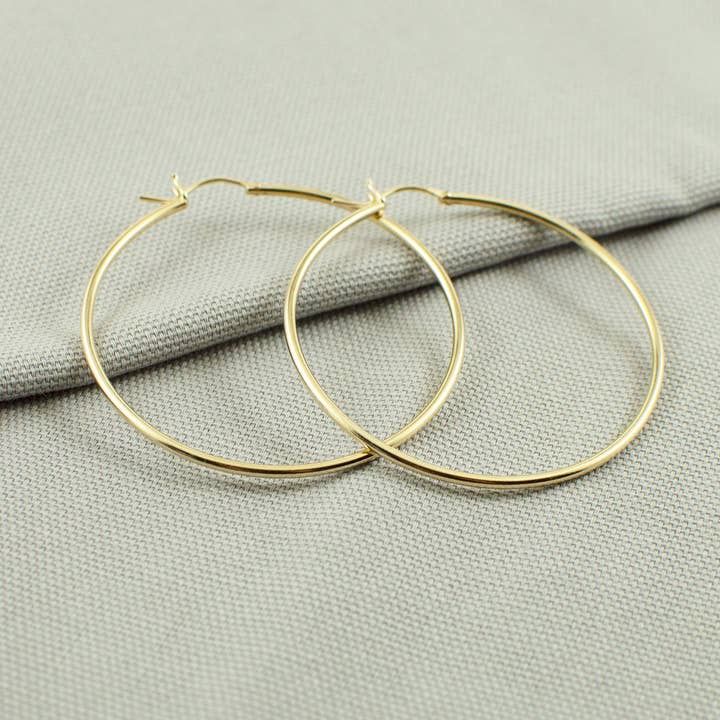 Classic Hinged Hoop Earrings Gold Filled 1.5&quot;