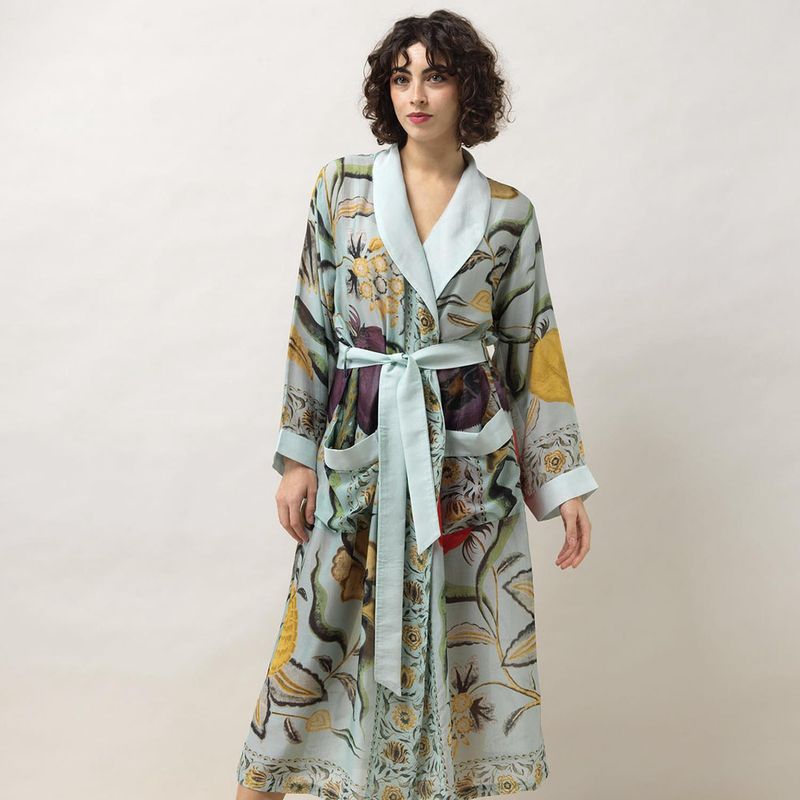 Joy Print Aqua Robe Gown