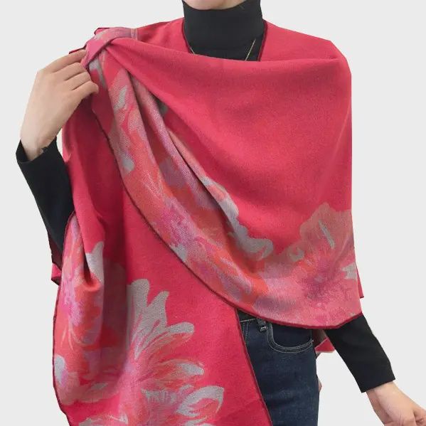 Reversible Pink/Grey Rose Short Wrap