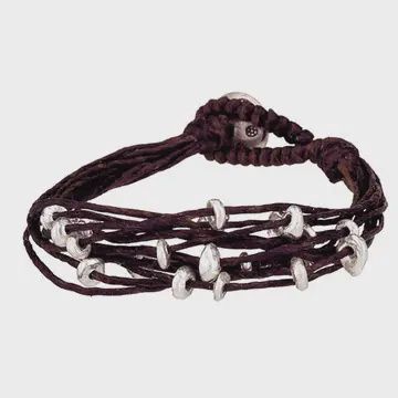Linen and Sterling Silver Bracelet