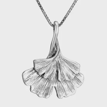 Ginkgo Leaf Sterling Silver Pendant