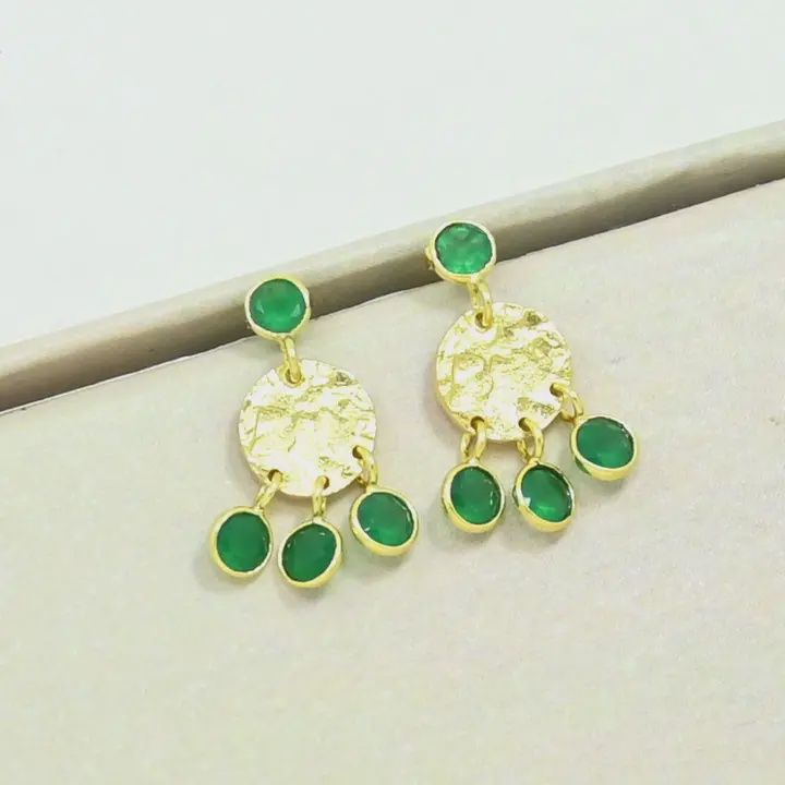 Vivian Earring Gold Plated Green Onyx