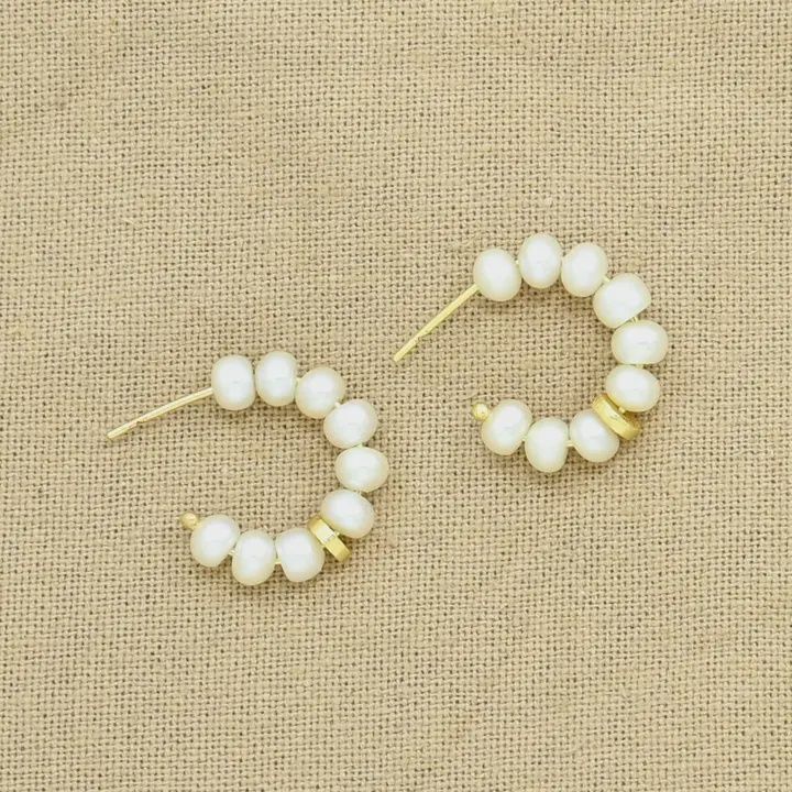 Pearl Gold Plated Hoop Earrings