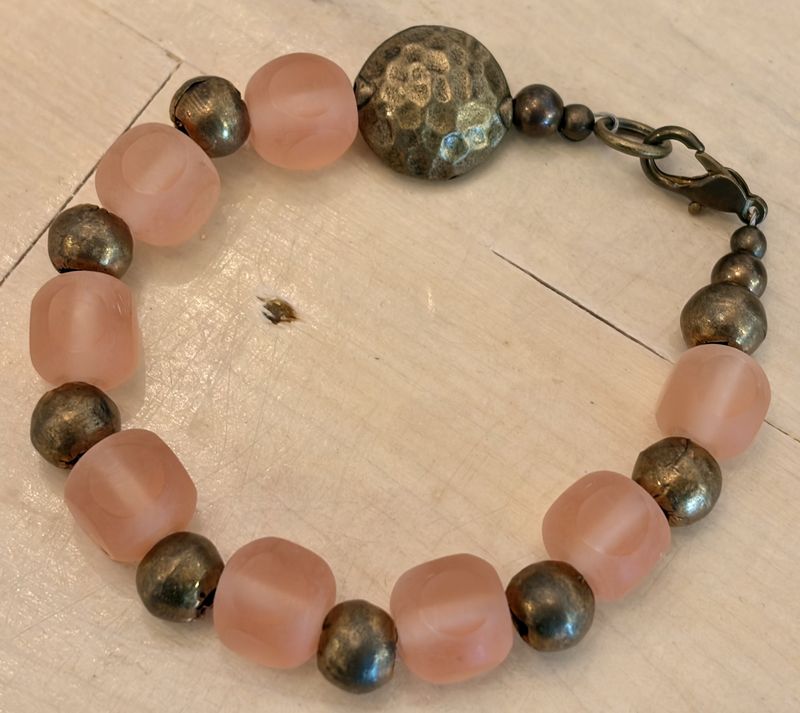 Frosted Glass &amp; Brass Bracelet