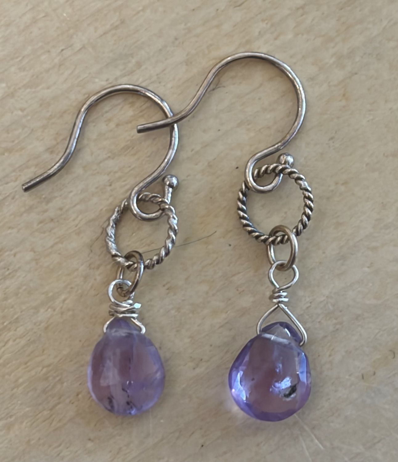 Medium Amethyst Drop on Sterling Hook