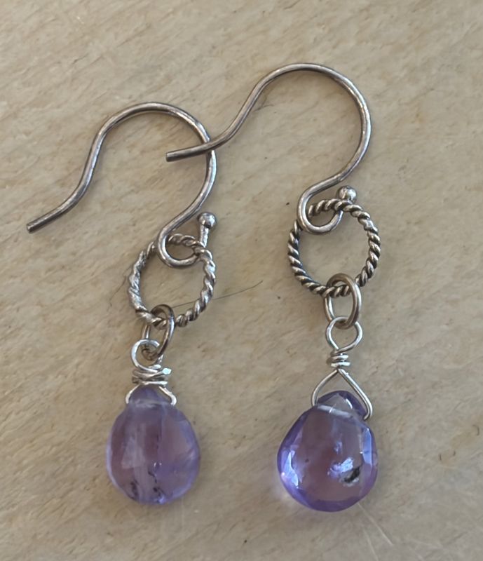 Medium Amethyst Drop on Sterling Hook