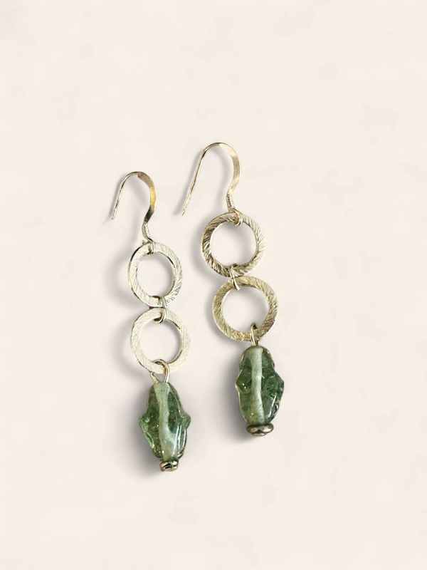 Silver ring and bead earring