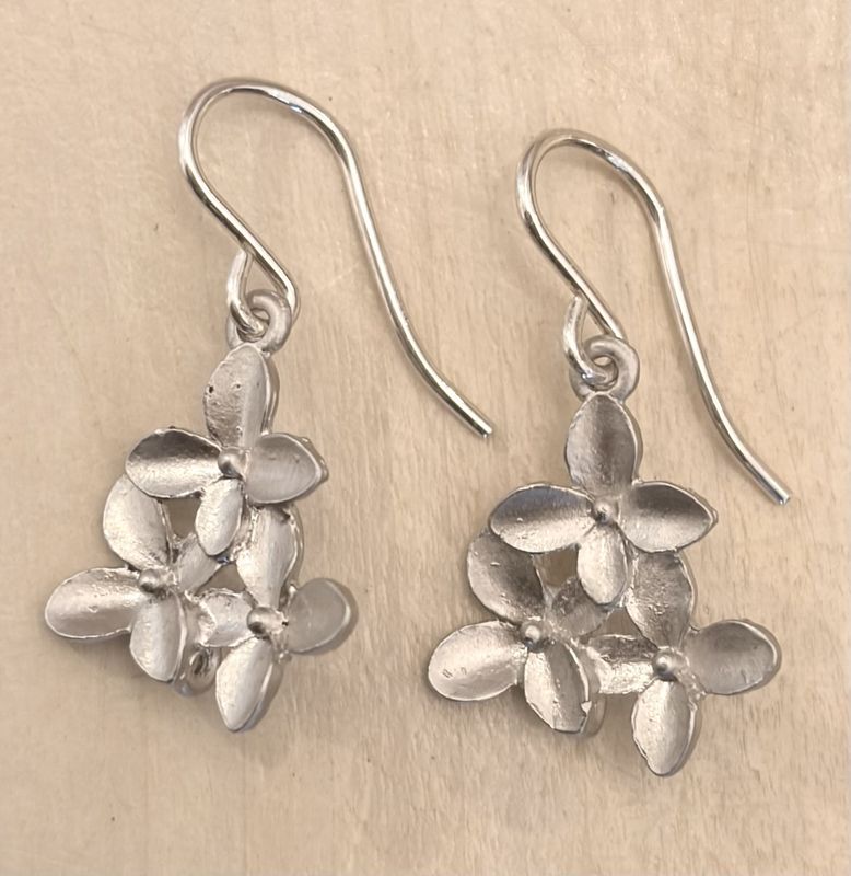 Silver Flower Earrings with Sterling Hook