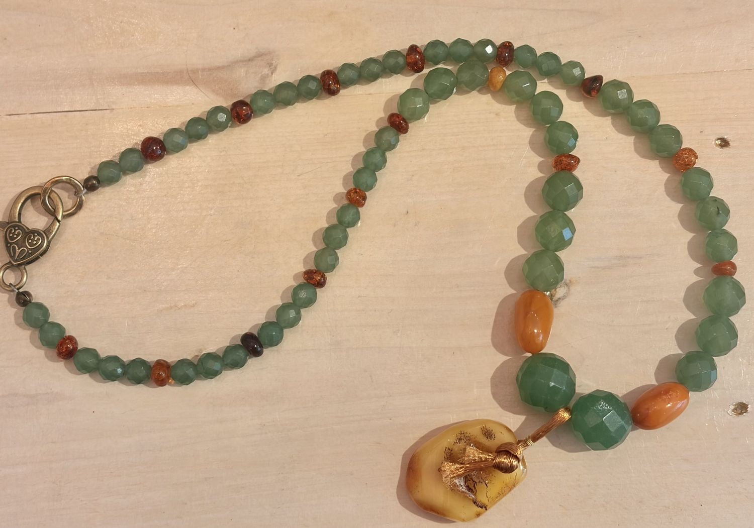 Green Jade and Agate Necklace