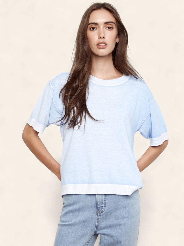 Reverse Short Sleeve Crew Neck Sweater