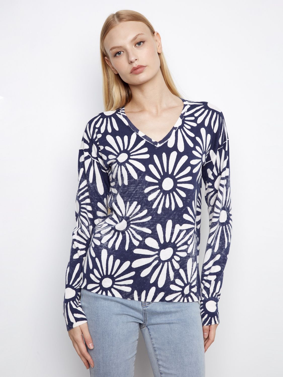 Reversible Long Sleeve V- Neck Sweater
