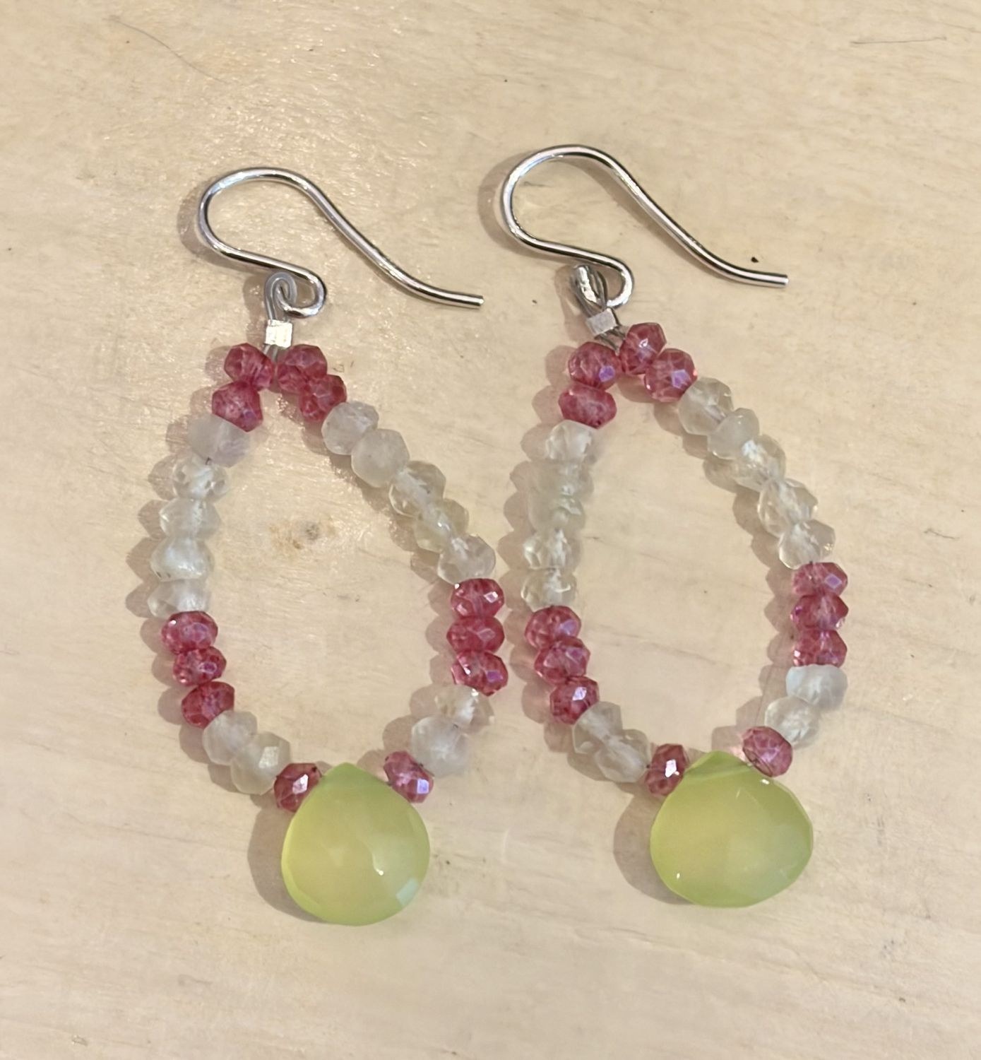 Pinks &amp; Greens Earring w/ Sterling Hook