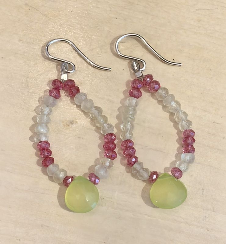 Pinks &amp; Greens Earring w/ Sterling Hook