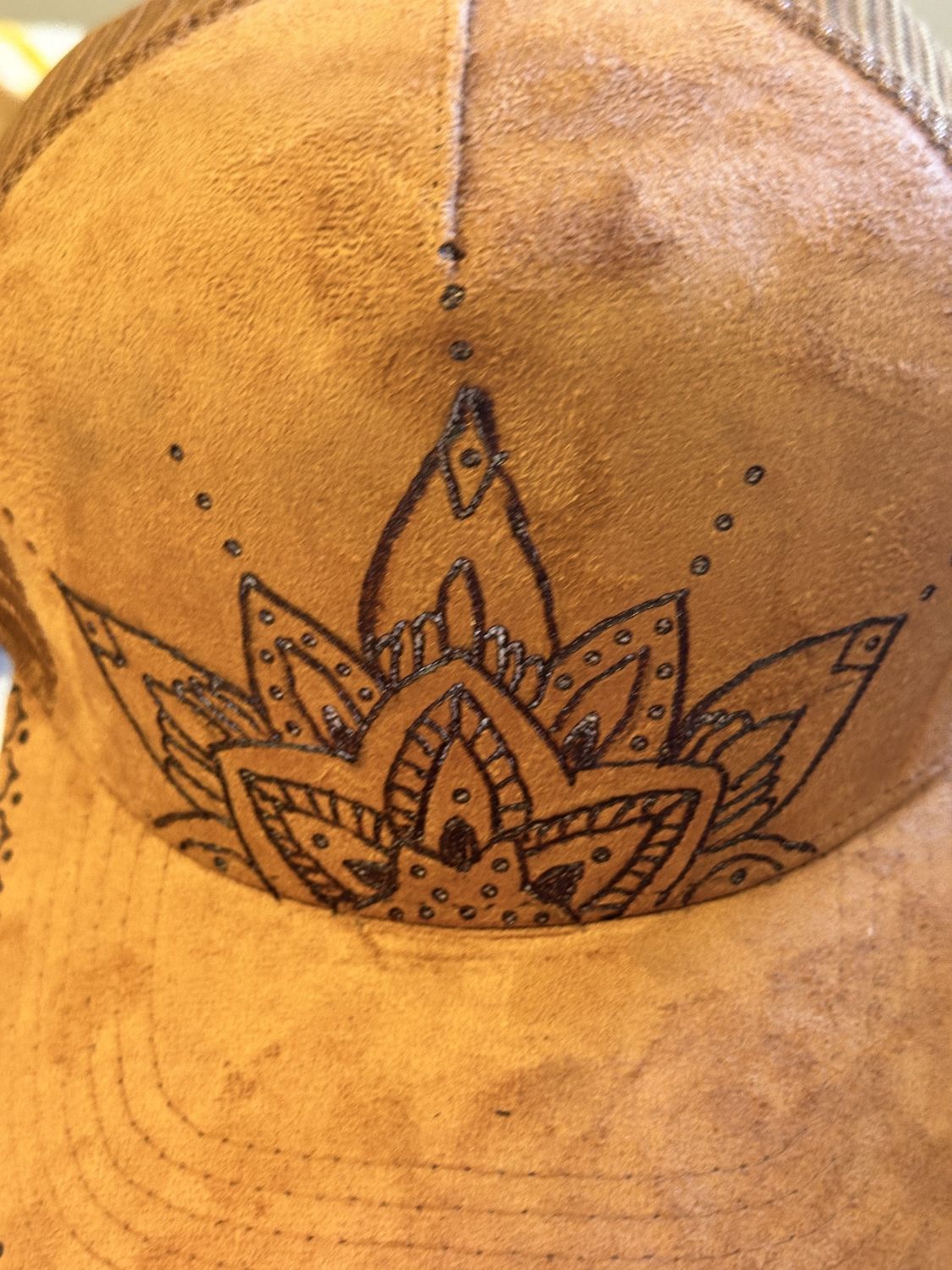Hand - Designed Trucker Hats, Color: Golden Brown
