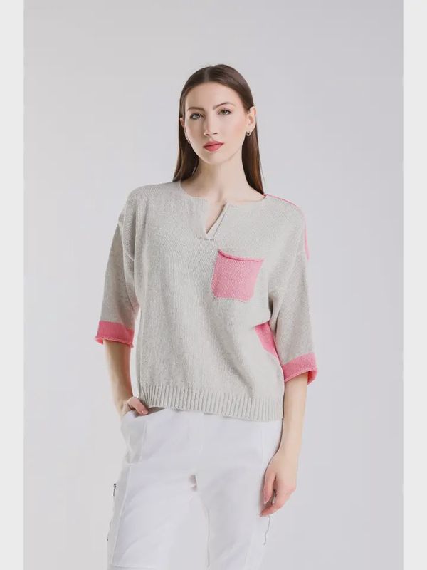 Color Contrast Front Pocket Sweater