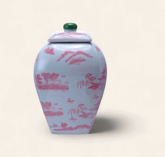 8" Hand-Painted Stoneware Ginger Jar
