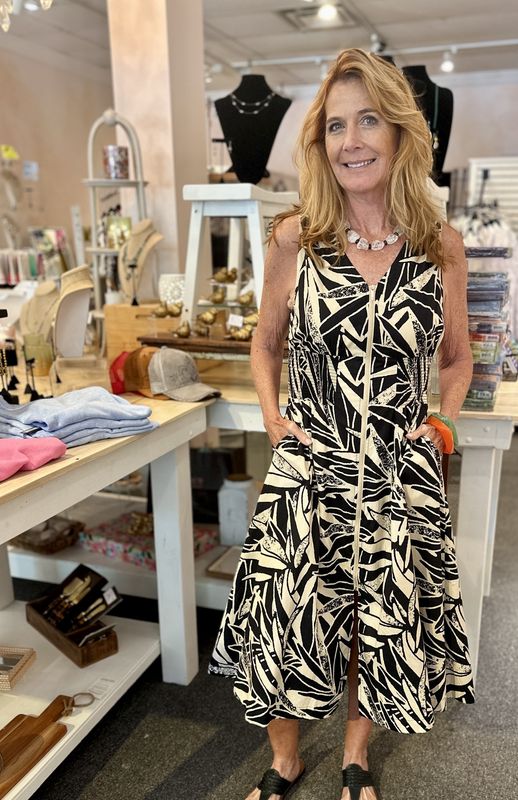 Cotton Voile Printed Front Zip Maxi Dress