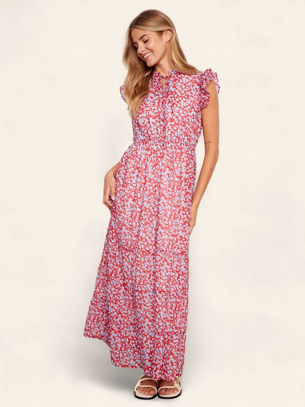 Printed Chiffon Sleeveless Maxi Dress