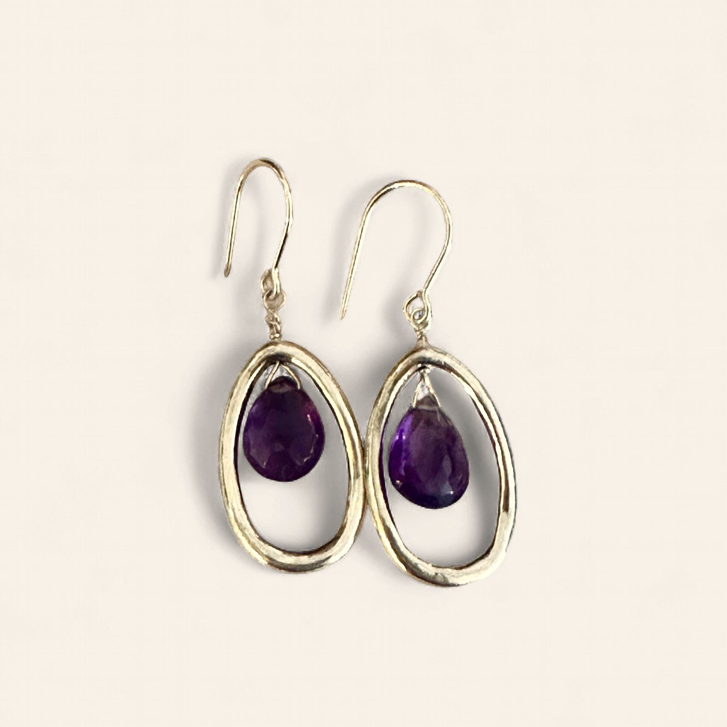 Amethyst Briolette Earrings with Silver Earwire