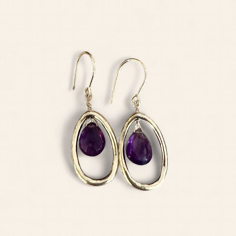 Amethyst Briolette Earrings with Silver Earwire