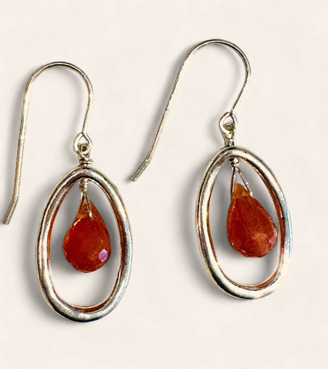 Carnelian Briolette Earrings with Silver Earwire