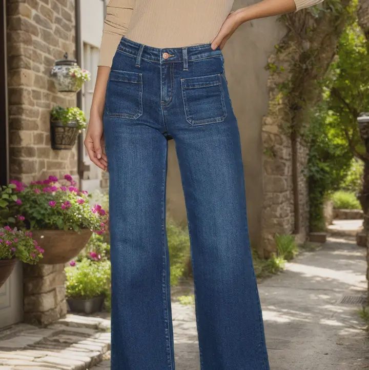 Women Vintage High Waist Slimming Wide Leg Pants