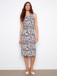 Printed Sleeveless Scoop Neck Long Knit Dress