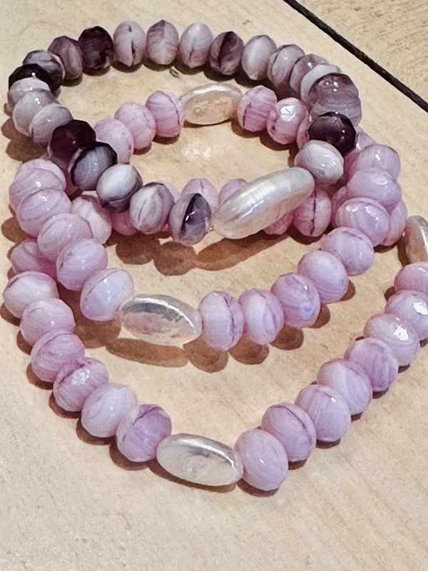 Set of 3 Lilac and Pearl Bracelets
