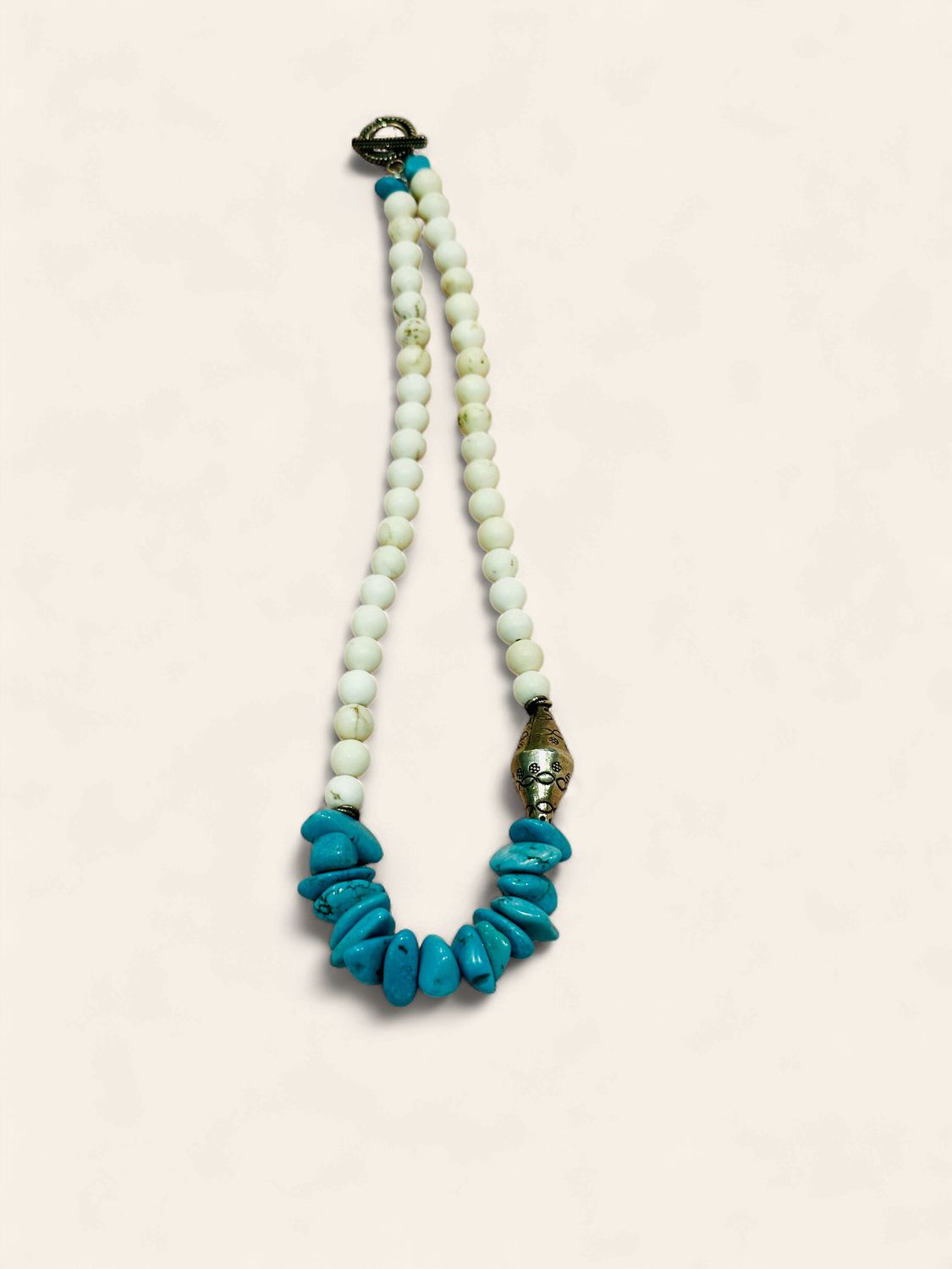 Turquoise Beads with Sterling and White Beads Necklace
