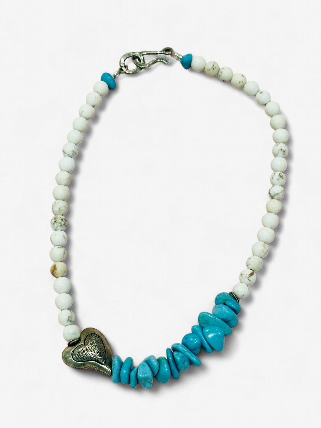 Sterling Heart with Turquoise and Beads Necklace