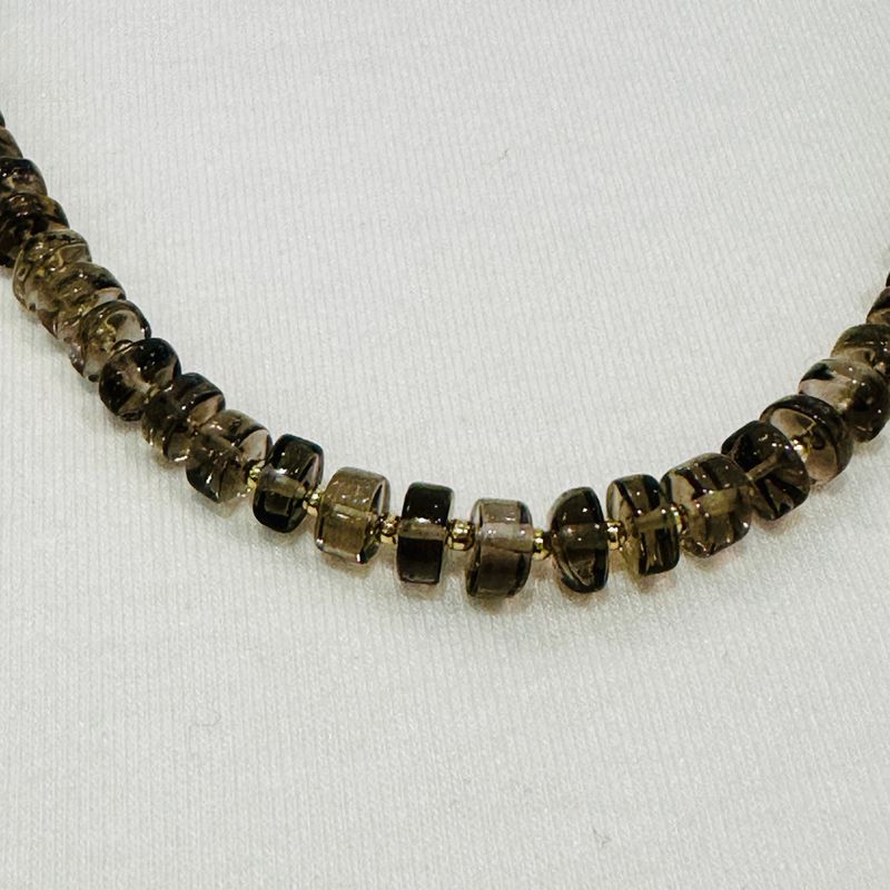Smoky Quartz and Gold Bead Necklace