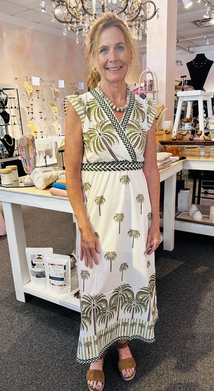 Palm Print Maxi Dress