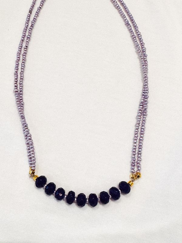 Double Layer Purple Seed Bead and Amethyst Necklace