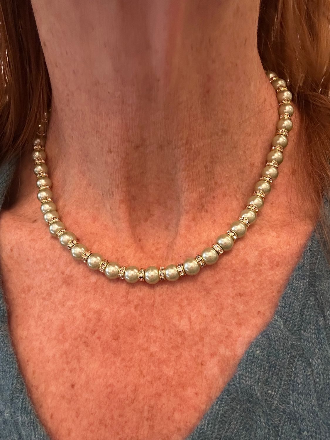 Pearl Necklace with Crystal Accents