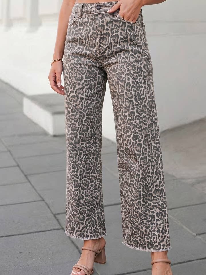Leopard Frayed Edge Jeans