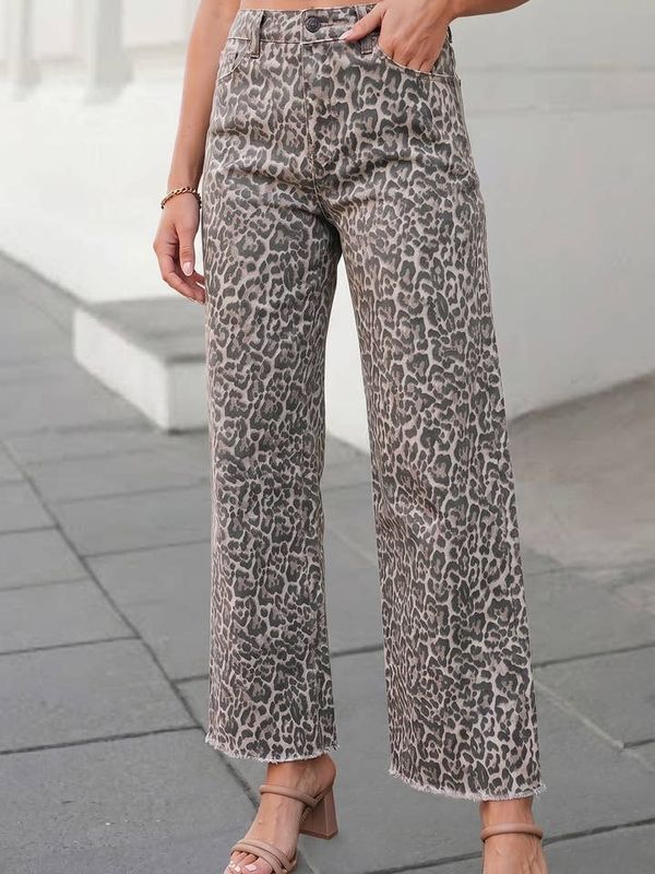 Leopard Frayed Edge Jeans